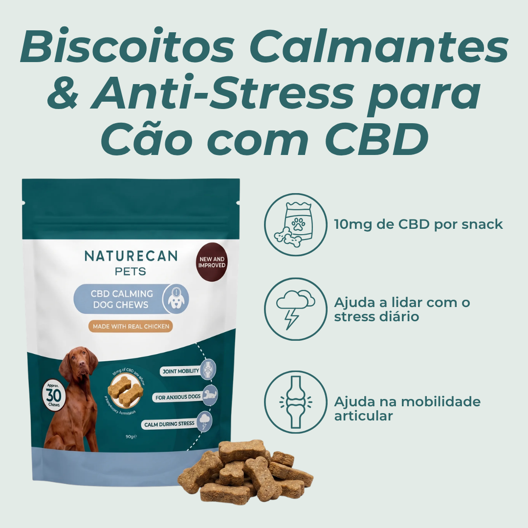 Biscoitos Calmantes & Anti-Stress para Cão com CBD
