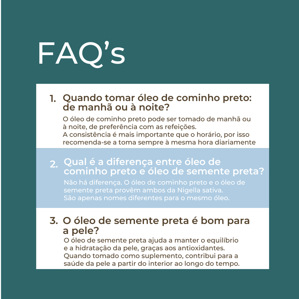 Óleo de cominho preto faqs
