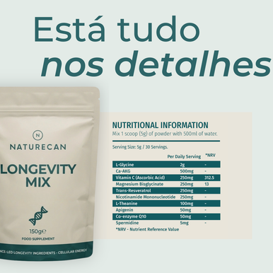 Super Mix Longevidade informação nutricional