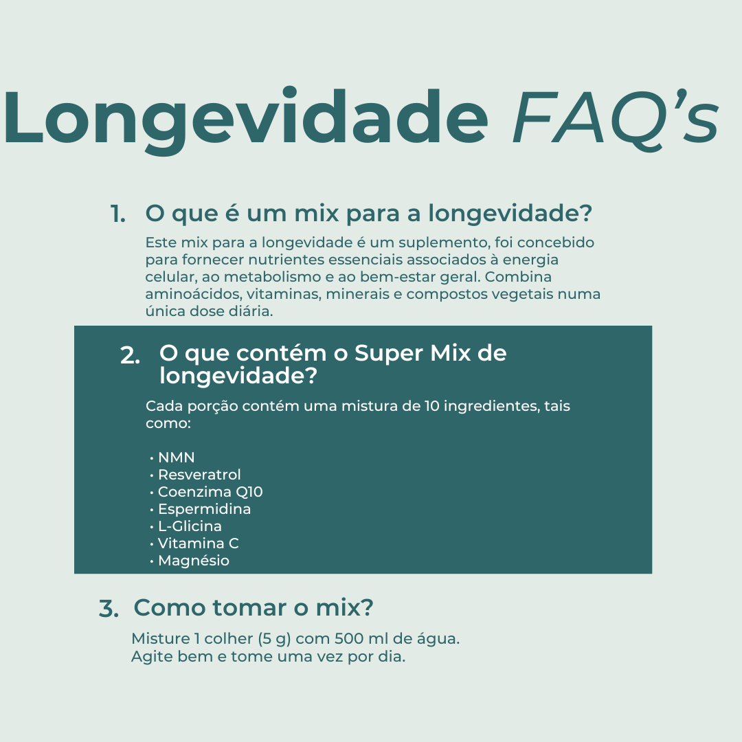 Super Mix Longevidade faqs