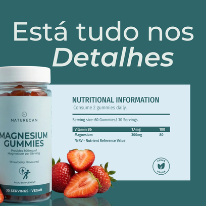 Gomas de Magnésio informação nutricional