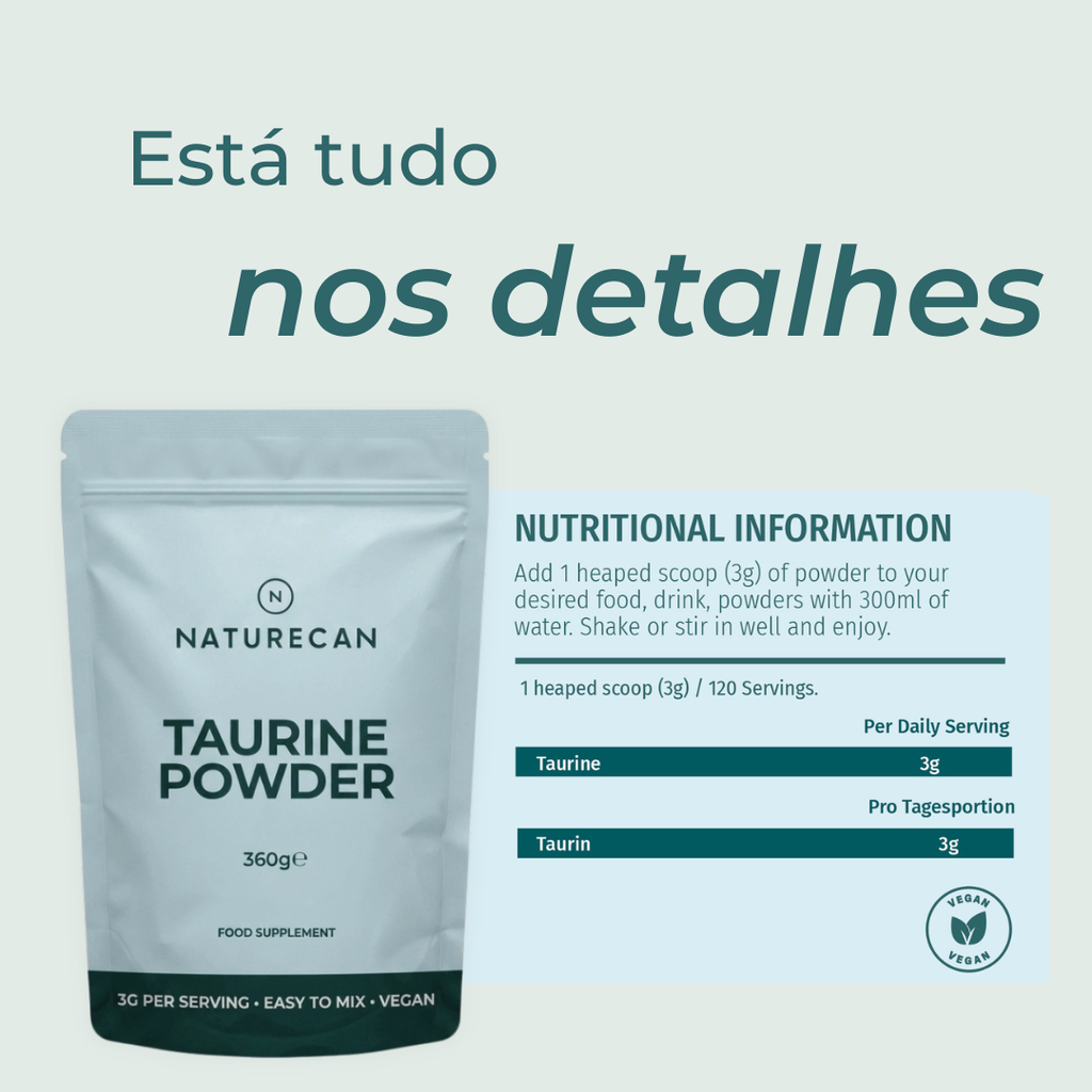 Taurina em Pó informação nutricional
