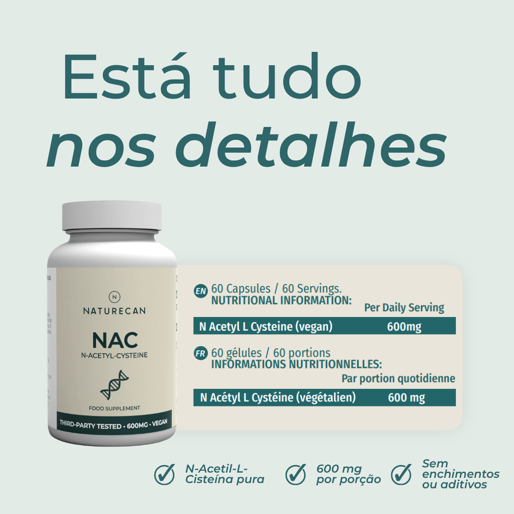 Cápsulas de NAC | N-Acetilcisteína ingredientes