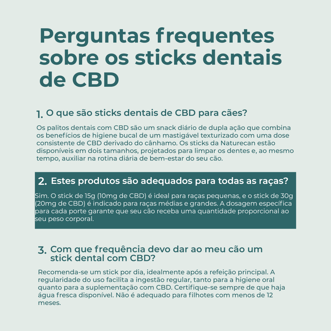 Sticks Dentais com CBD para Cães faqs