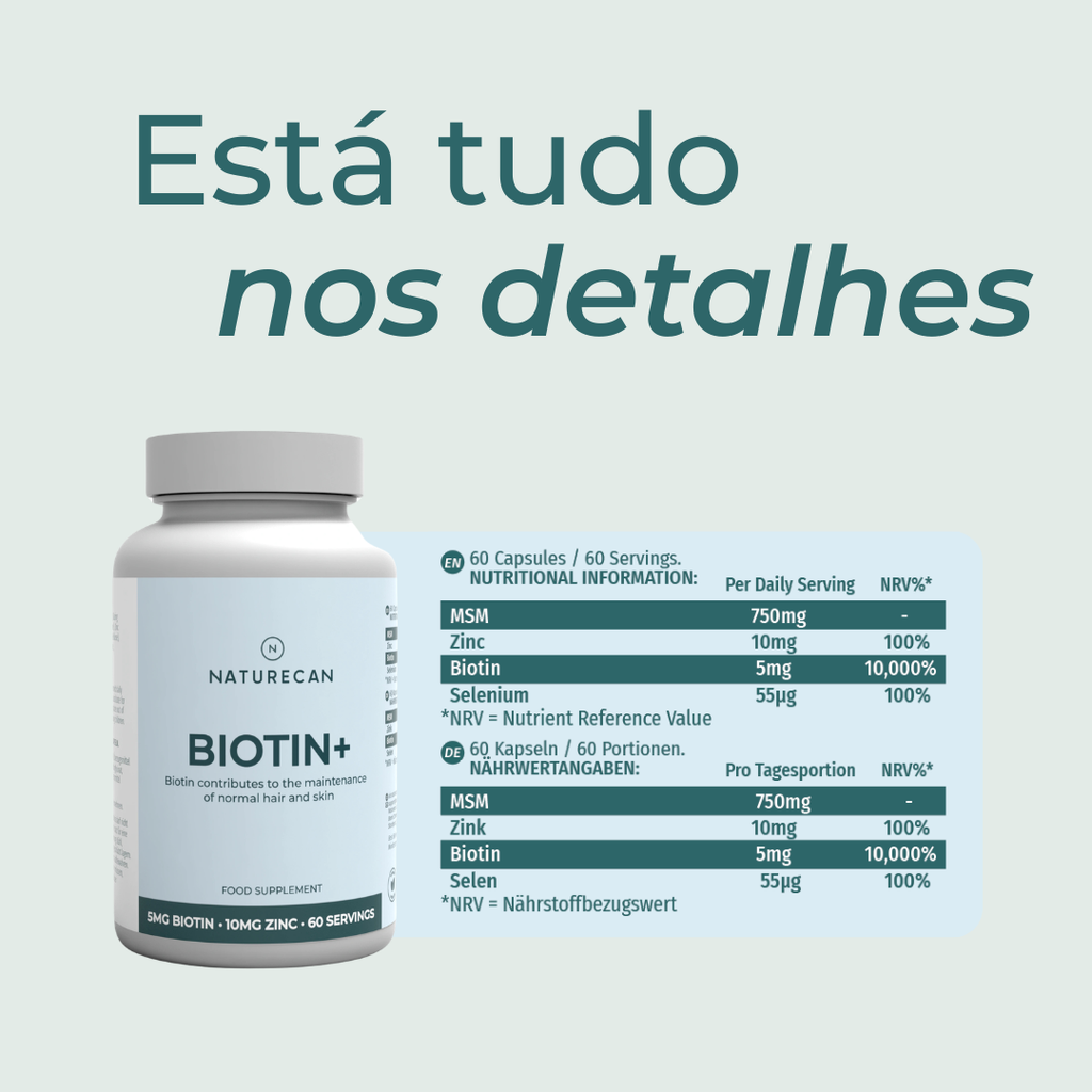 Cápsulas de Biotina informação nutricional