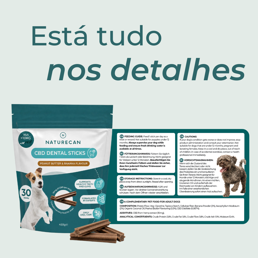 Sticks Dentais com CBD para Cães informação nutricional