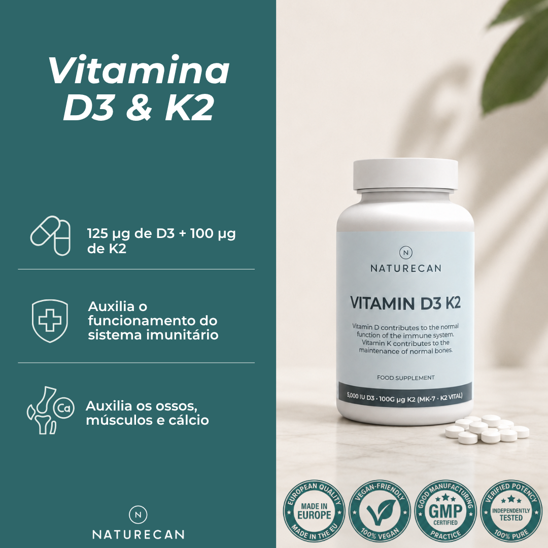Vitamina D3 & K2 benefícios